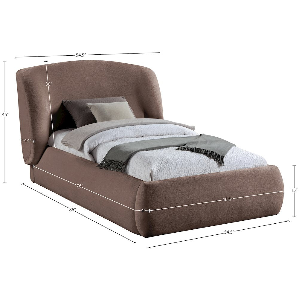 Sandro Brown Chenille Fabric Upholstered Twin Bed