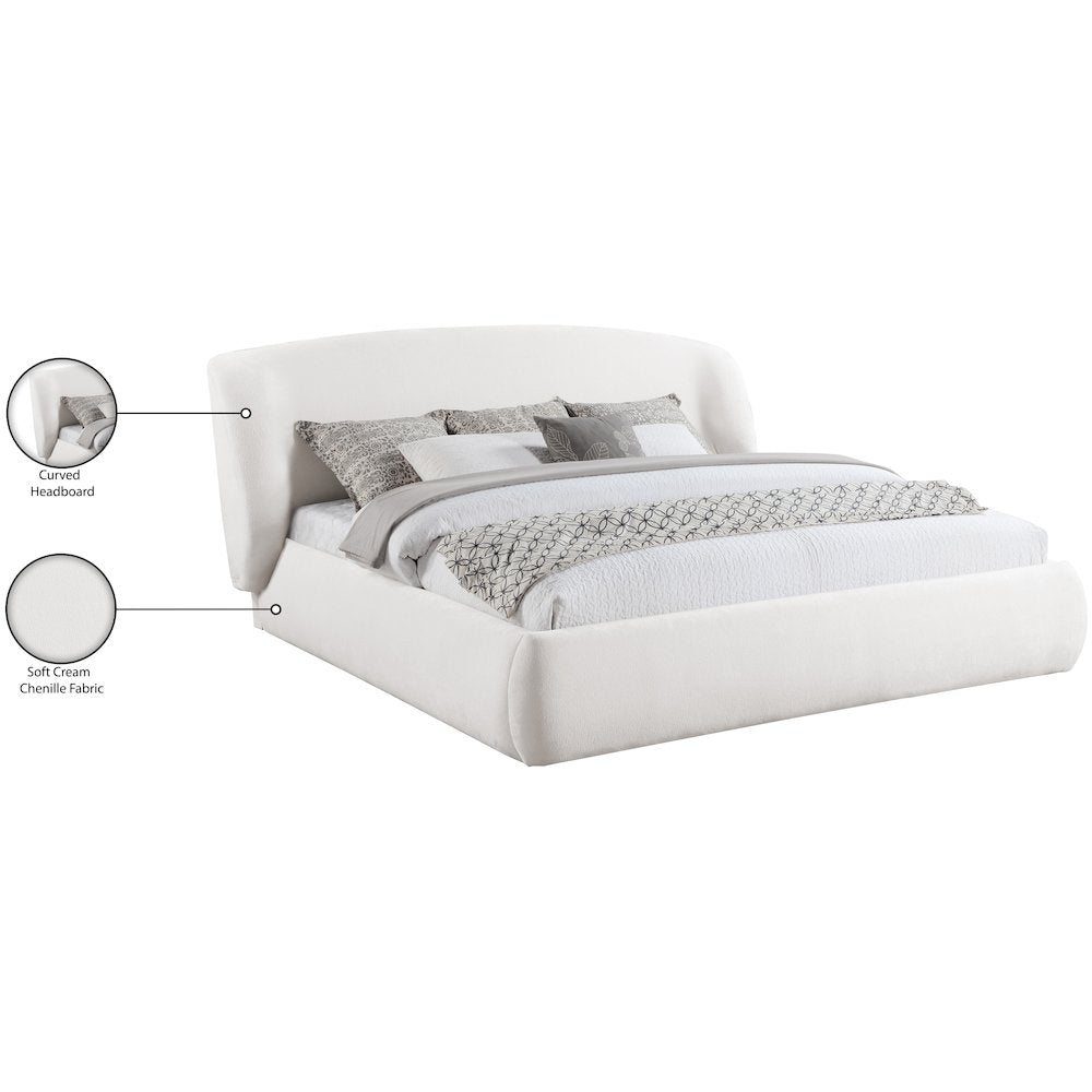 Sandro Cream Chenille Fabric Upholstered Full Bed