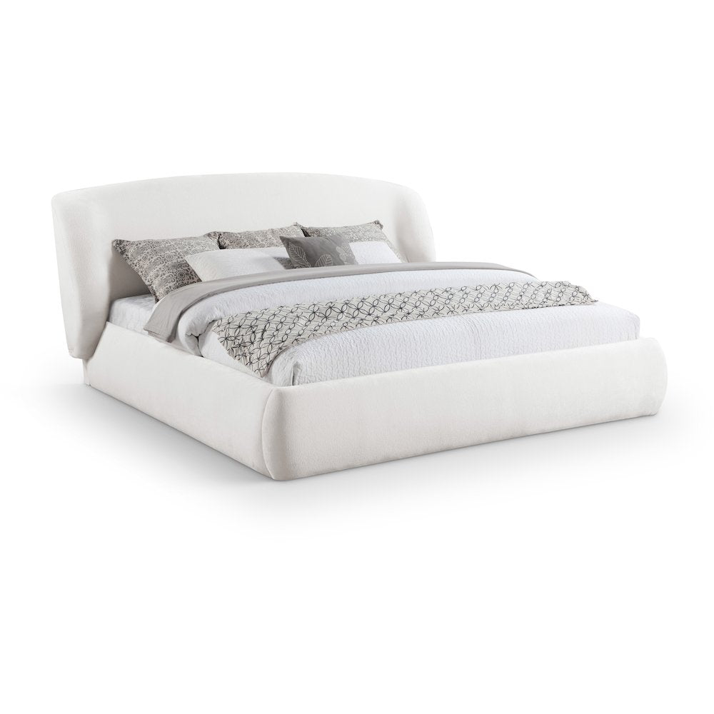 Sandro Cream Chenille Fabric Upholstered Full Bed