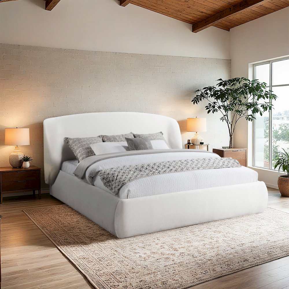 Sandro Cream Chenille Fabric Upholstered Full Bed