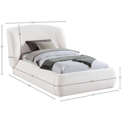 Sandro Cream Chenille Fabric Upholstered Twin Bed