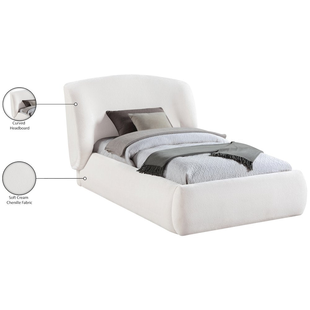 Sandro Cream Chenille Fabric Upholstered Twin Bed