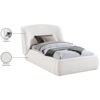 Sandro Cream Chenille Fabric Upholstered Twin Bed