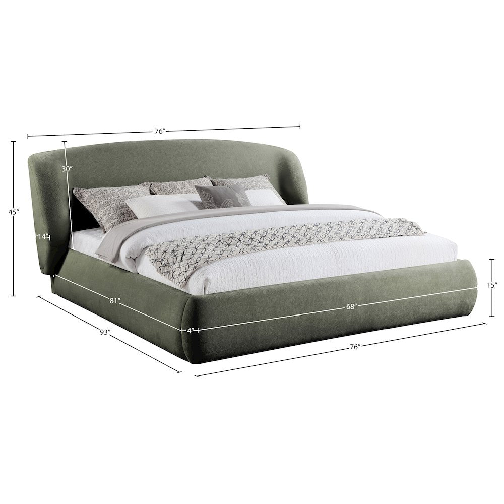 Sandro Green Chenille Fabric Upholstered Queen Bed