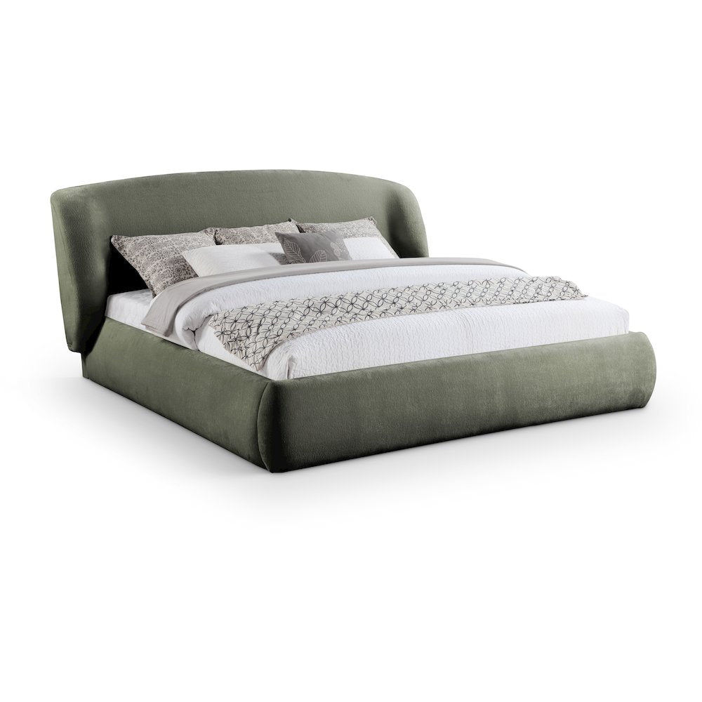 Sandro Green Chenille Fabric Upholstered Queen Bed