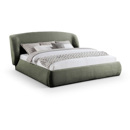 Sandro Green Chenille Fabric Upholstered Queen Bed