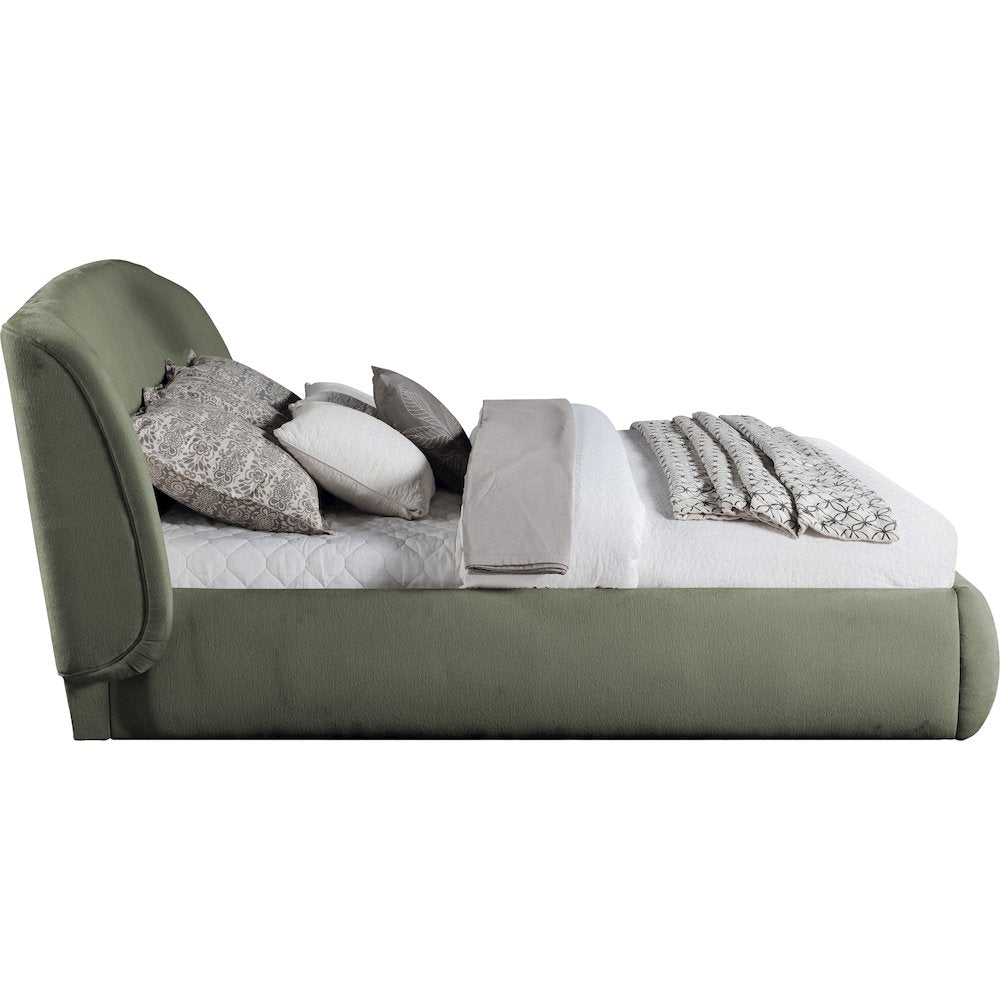 Sandro Green Chenille Fabric Upholstered Queen Bed