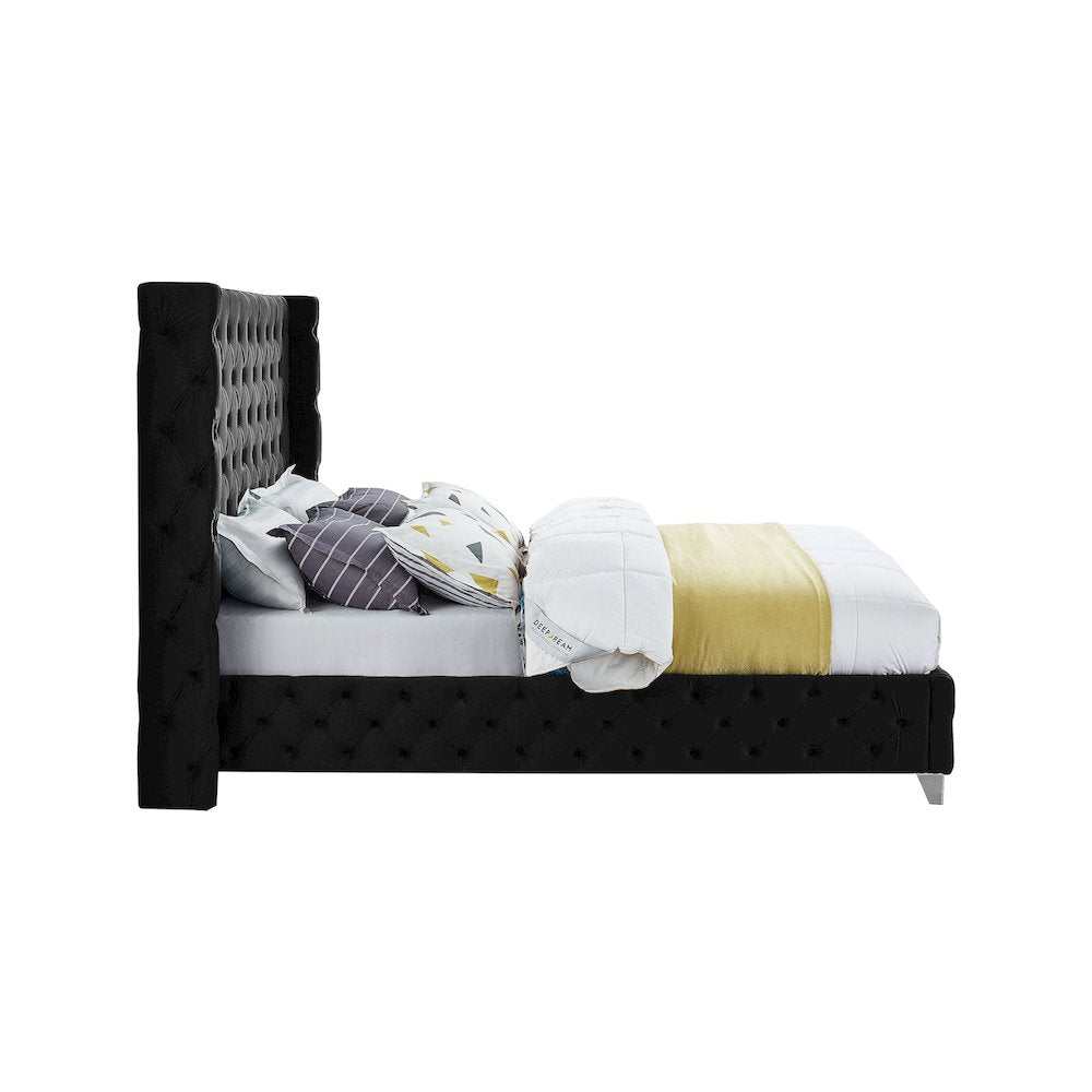 Savan Black Velvet Full Bed