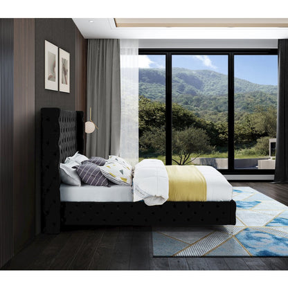 Savan Black Velvet Full Bed