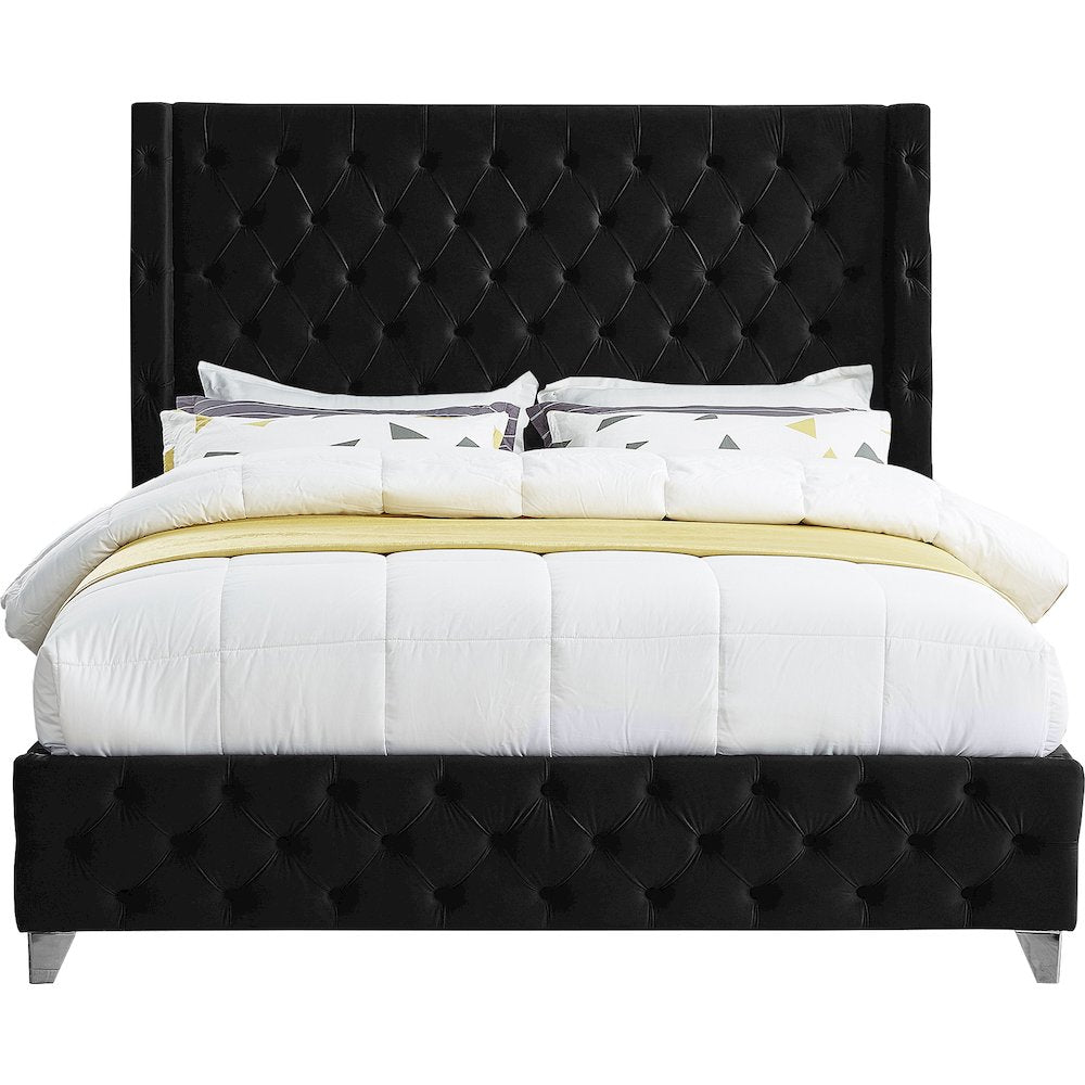 Savan Black Velvet Full Bed