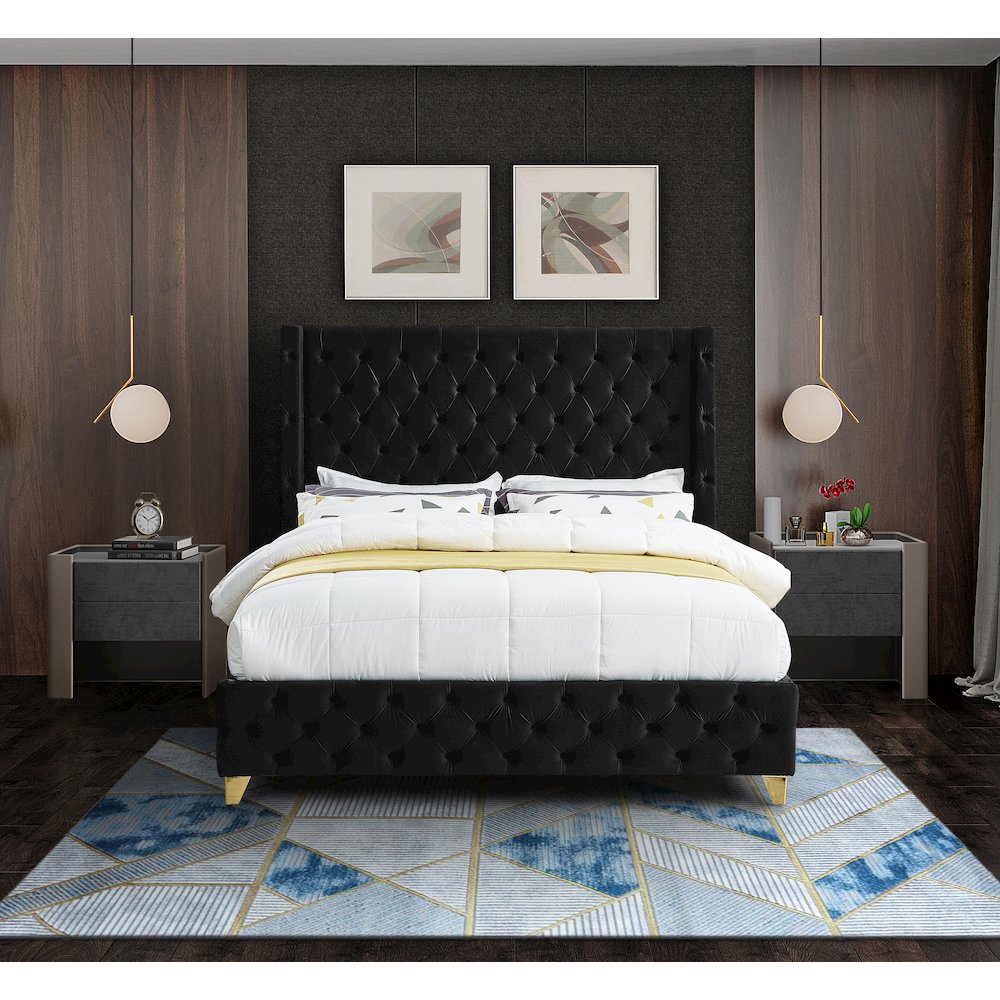 Savan Black Velvet Full Bed
