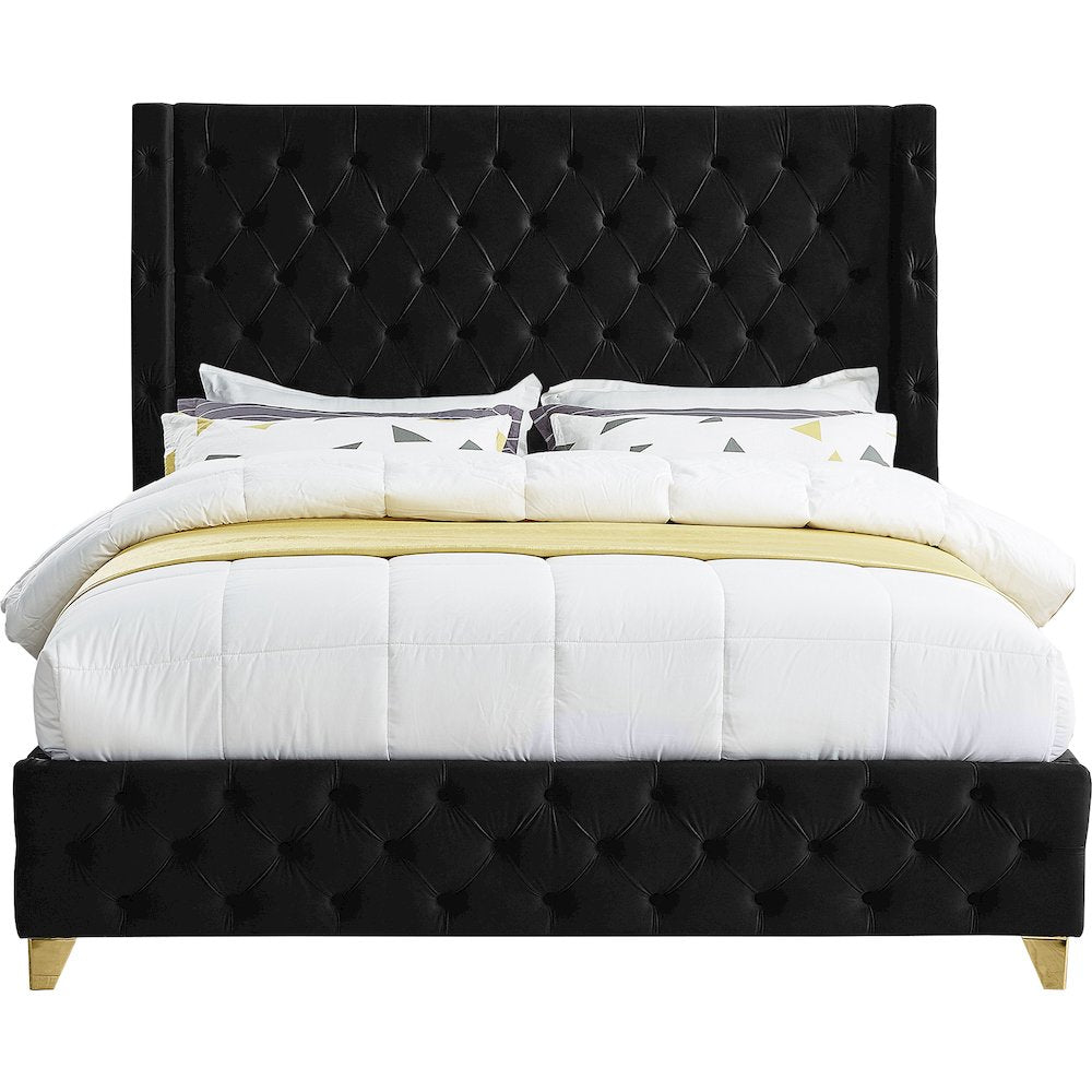 Savan Black Velvet King Bed