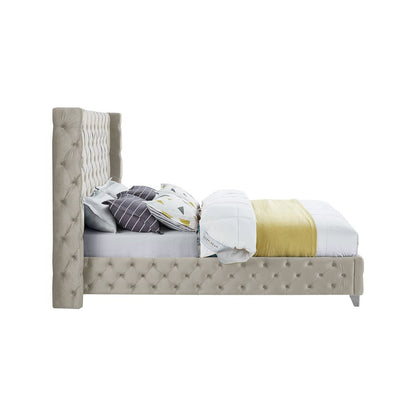 Savan Cream Velvet King Bed