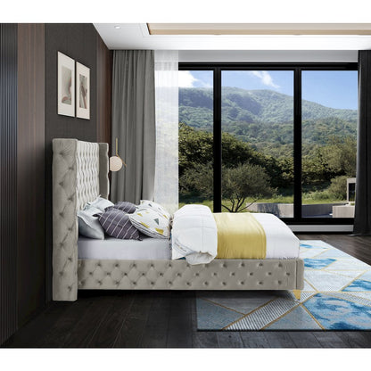 Savan Cream Velvet King Bed
