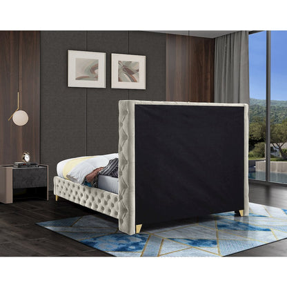 Savan Cream Velvet King Bed