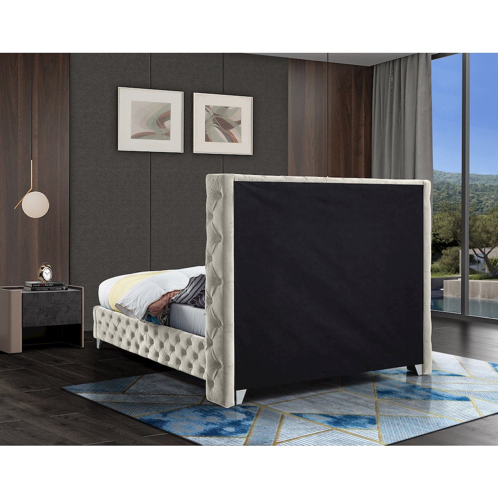 Savan Cream Velvet King Bed