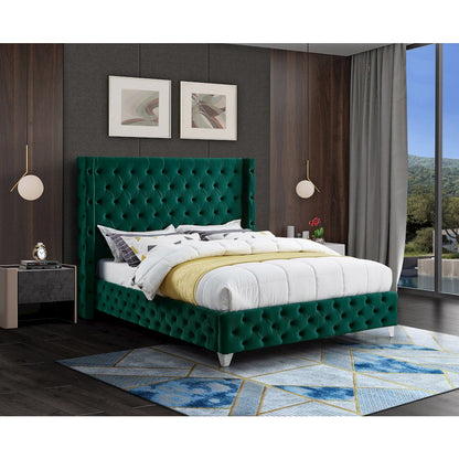 Savan Green Velvet Full Bed