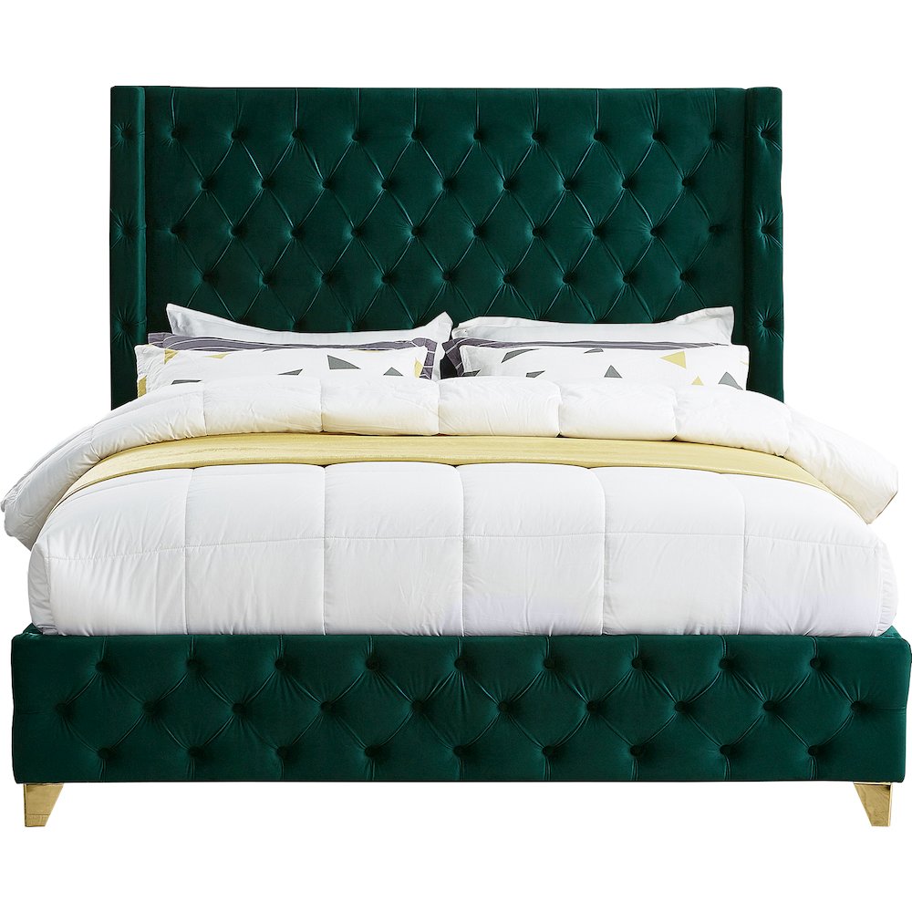 Savan Green Velvet Full Bed