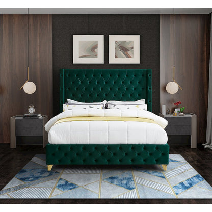 Savan Green Velvet Full Bed