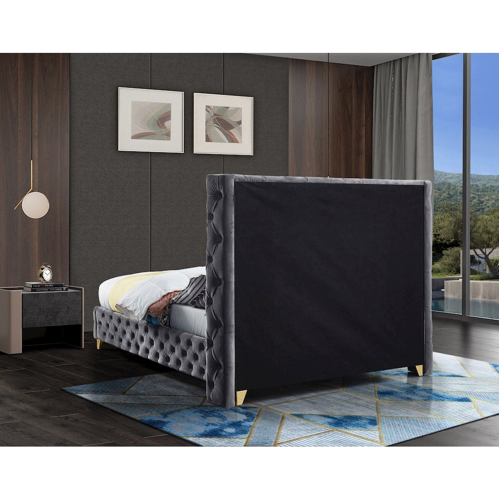 Savan Grey Velvet Full Bed