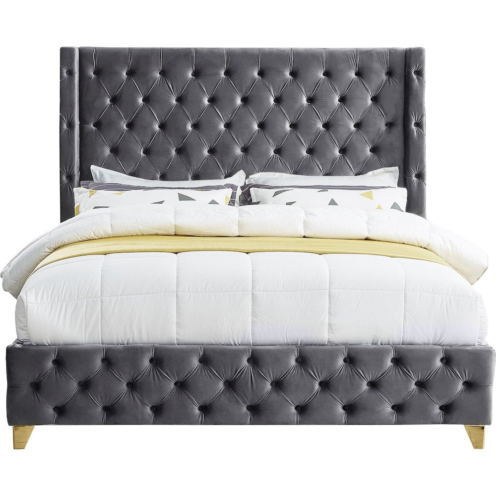 Savan Grey Velvet Full Bed