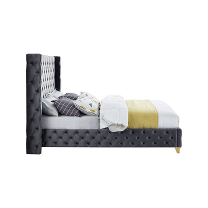 Savan Grey Velvet King Bed