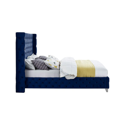Savan Navy Velvet King Bed