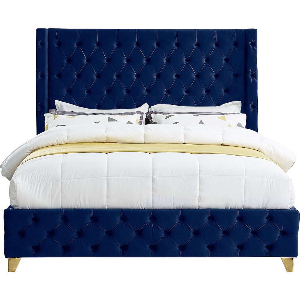Savan Navy Velvet King Bed