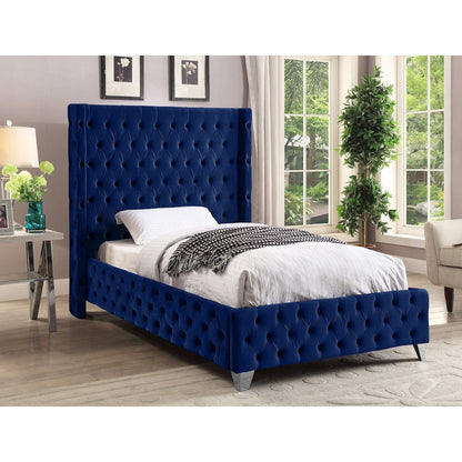 Savan Navy Velvet Twin Bed