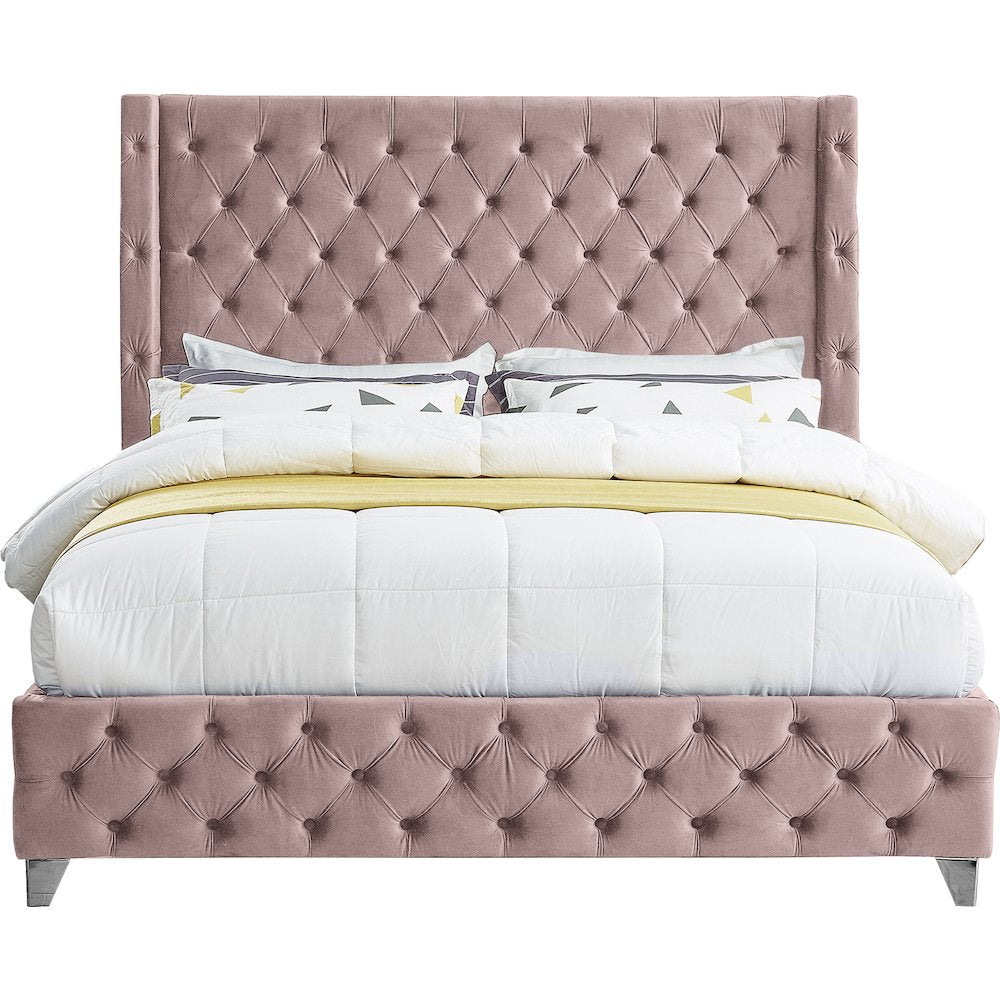 Savan Pink Velvet Full Bed