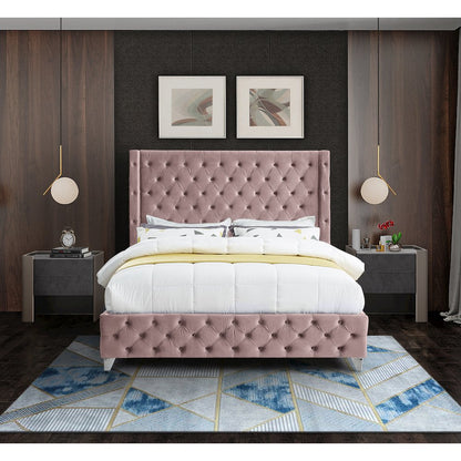 Savan Pink Velvet Full Bed