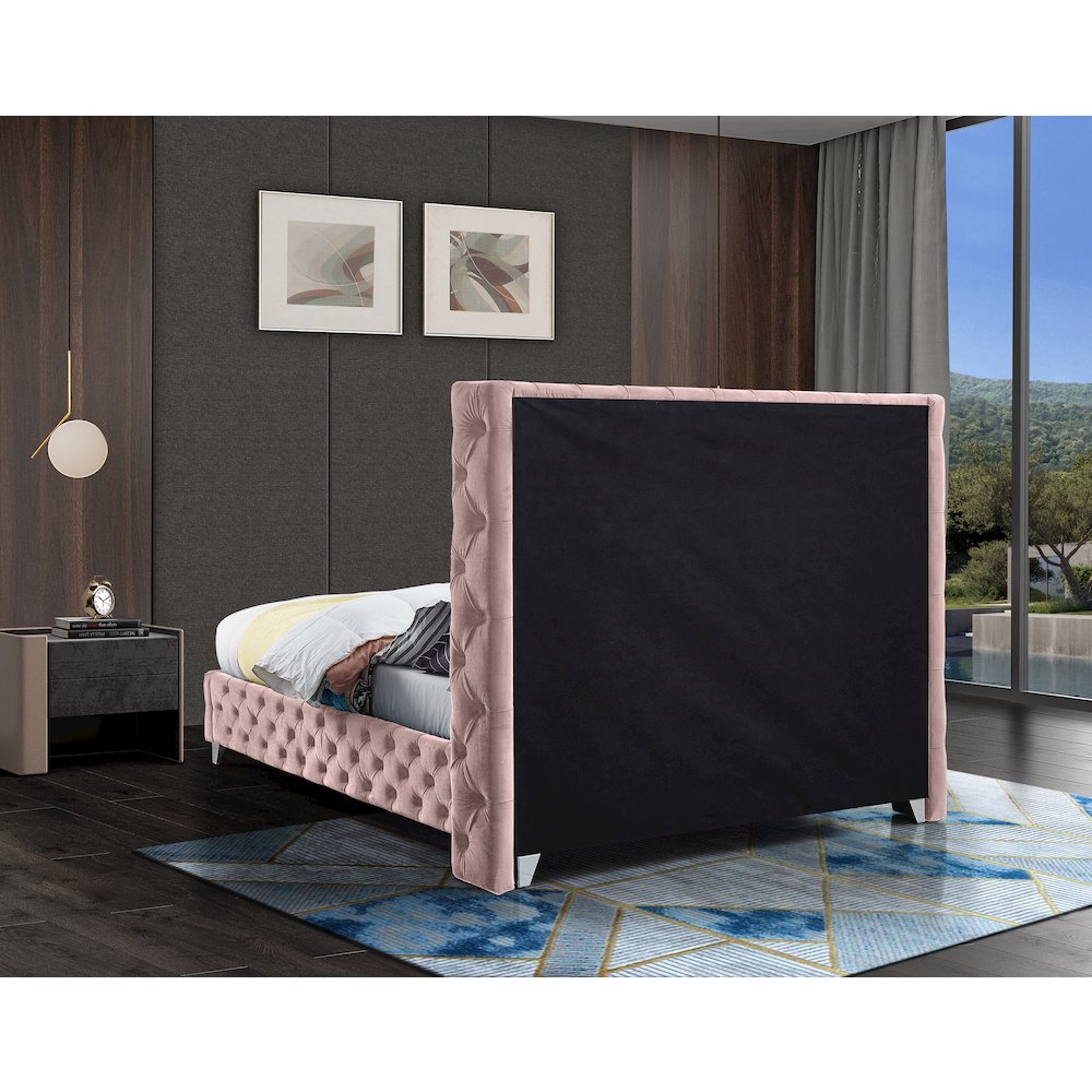 Savan Pink Velvet King Bed