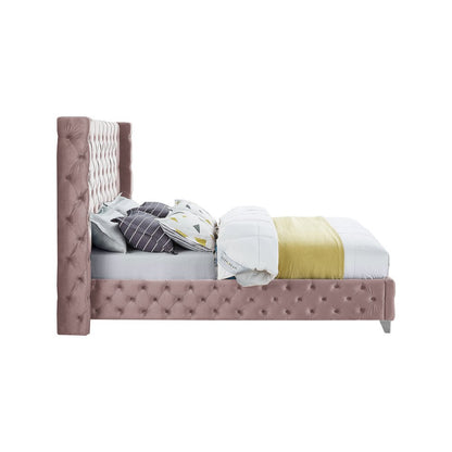 Savan Pink Velvet Queen Bed