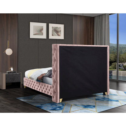 Savan Pink Velvet Queen Bed
