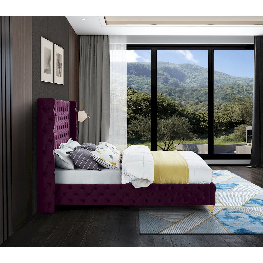 Savan Purple Velvet Full Bed