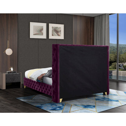 Savan Purple Velvet Full Bed