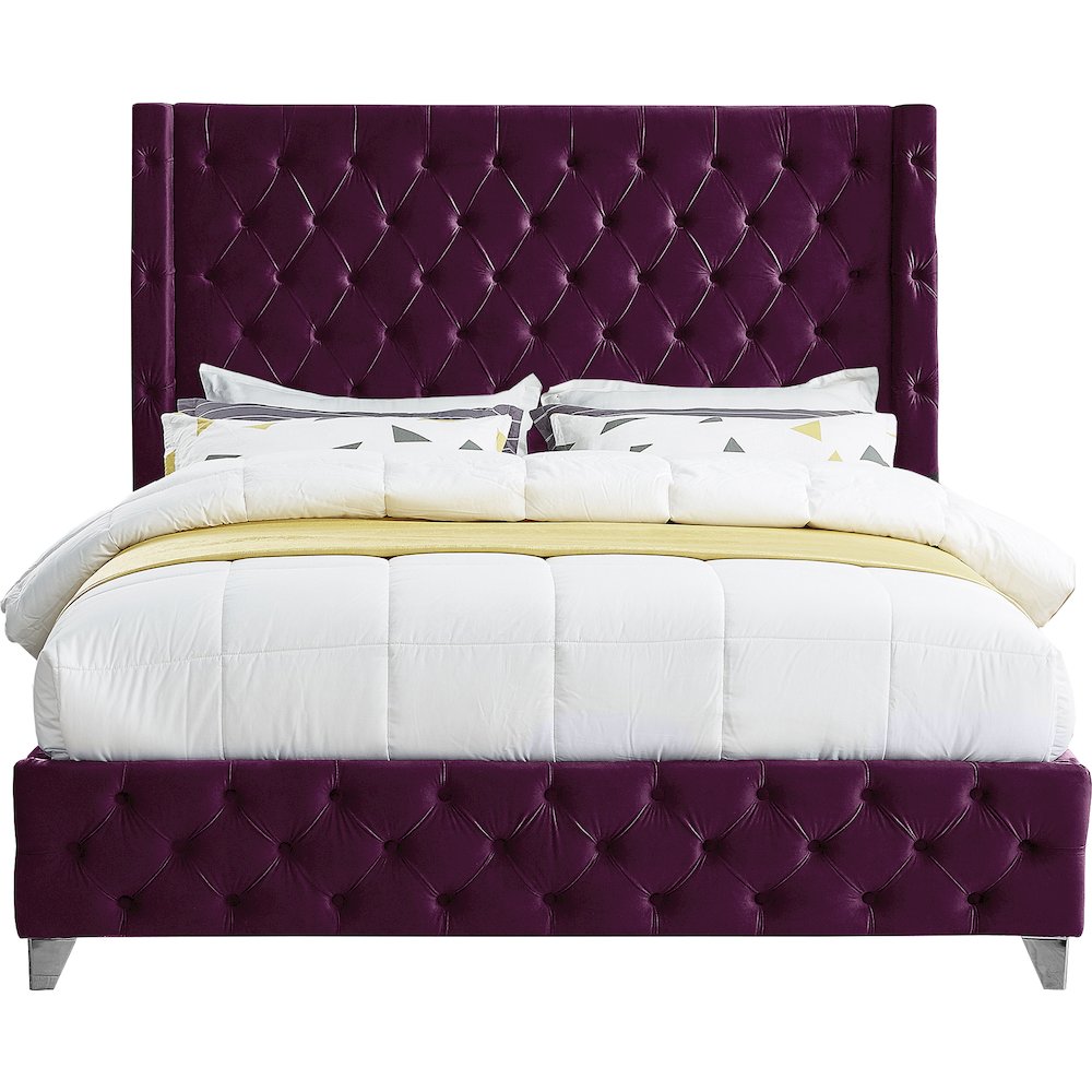 Savan Purple Velvet Full Bed