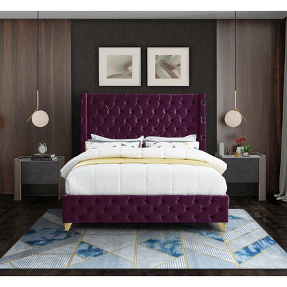 Savan Purple Velvet Full Bed