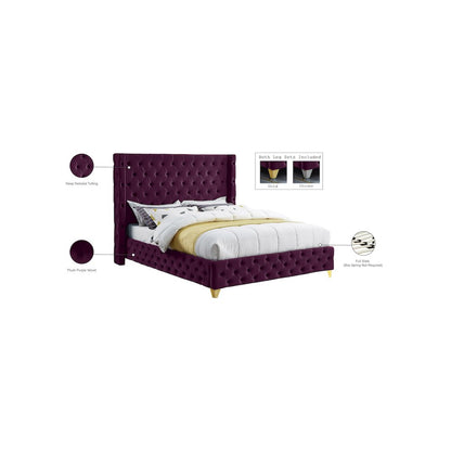 Savan Purple Velvet Queen Bed
