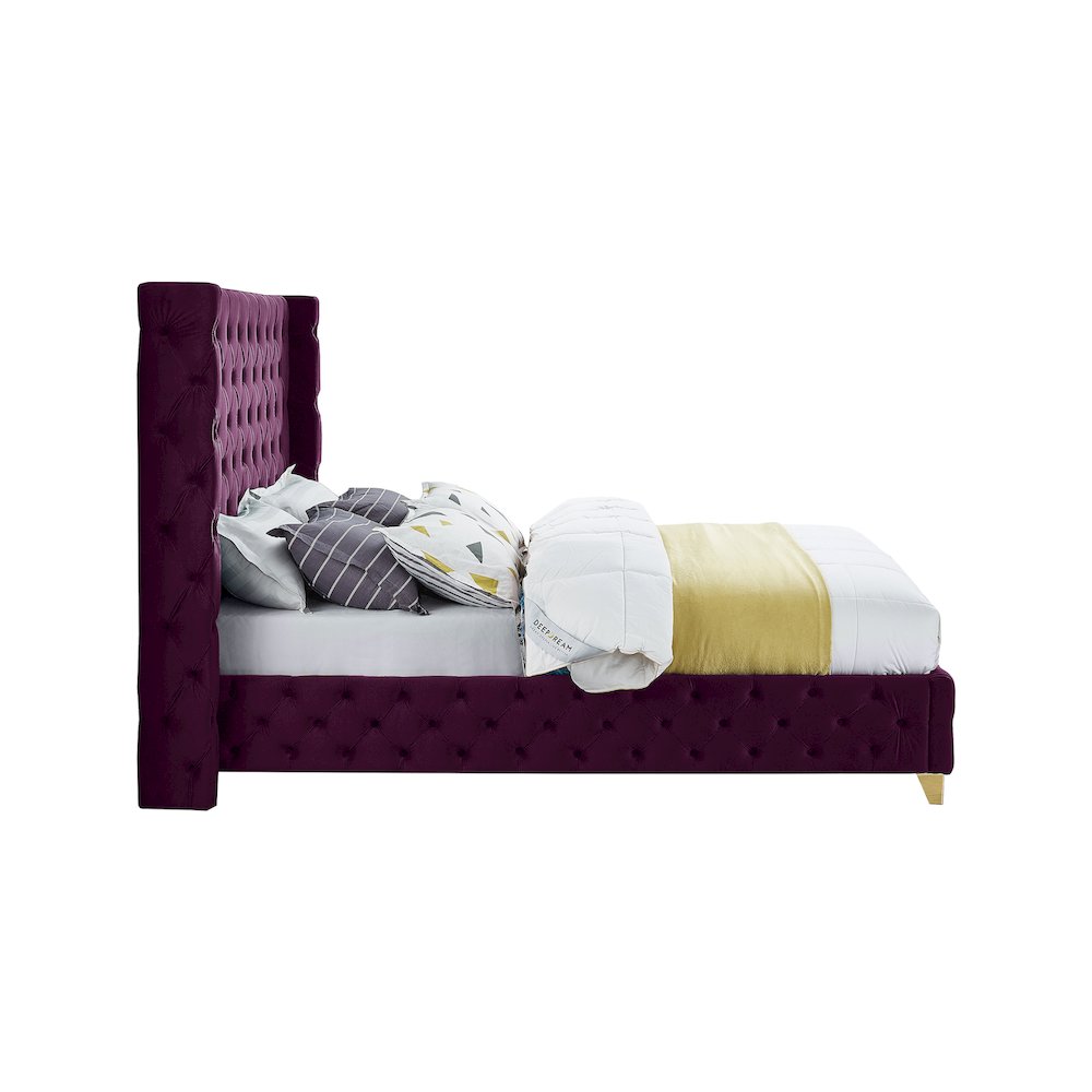 Savan Purple Velvet Queen Bed