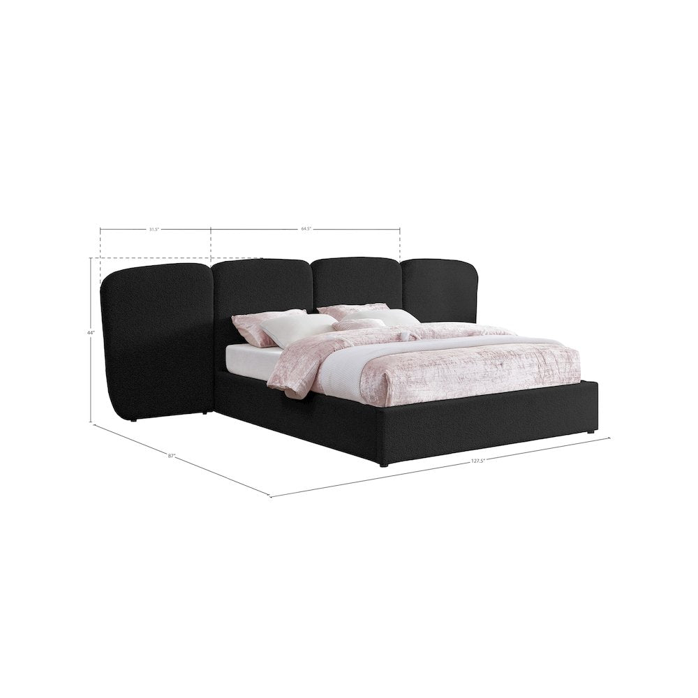 Shiloh Black Boucle Fabric Queen Bed