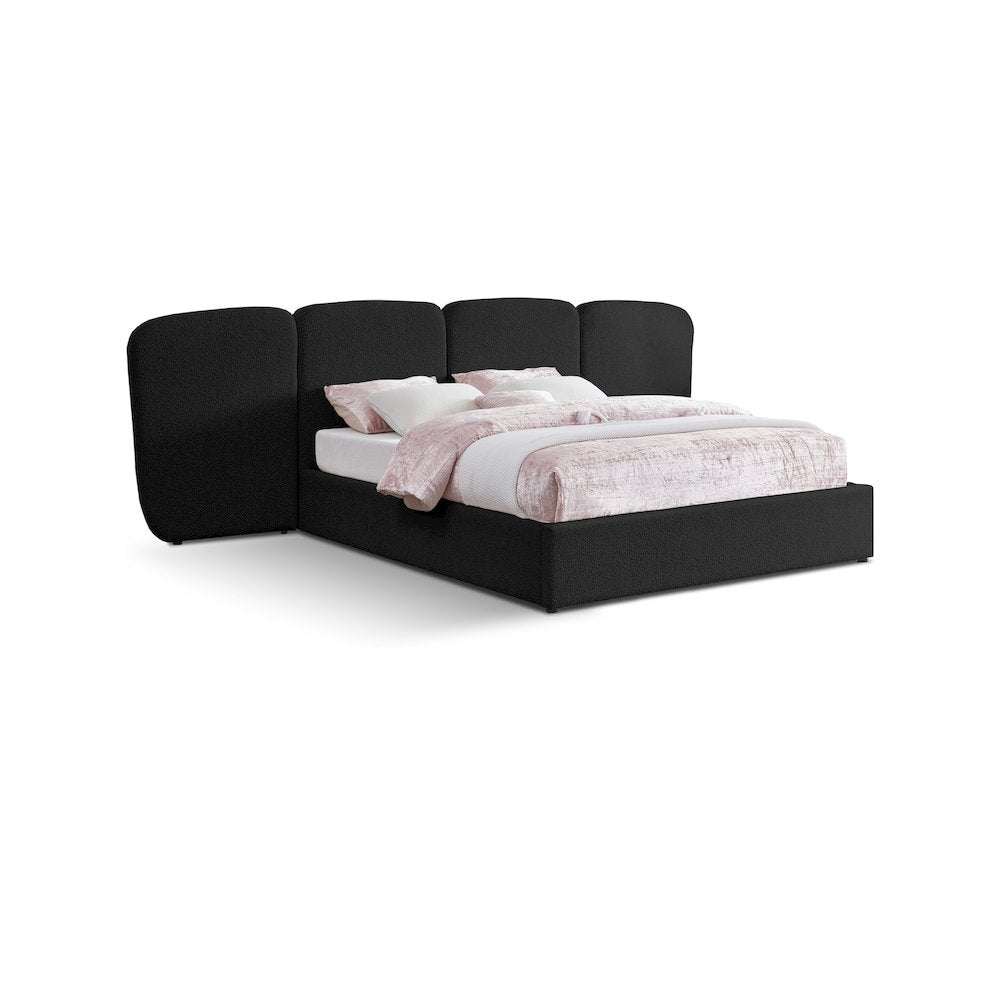 Shiloh Black Boucle Fabric Queen Bed