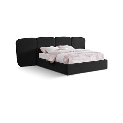 Shiloh Black Boucle Fabric Queen Bed