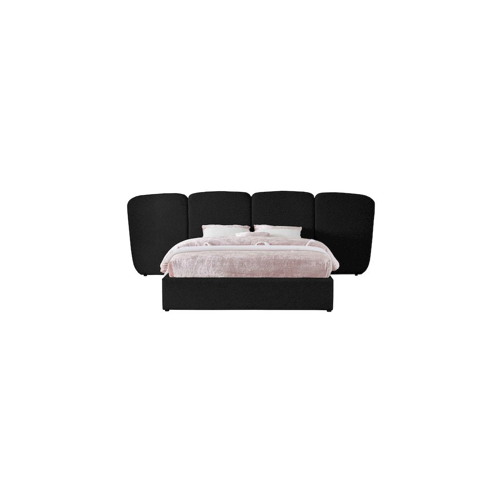 Shiloh Black Boucle Fabric Queen Bed