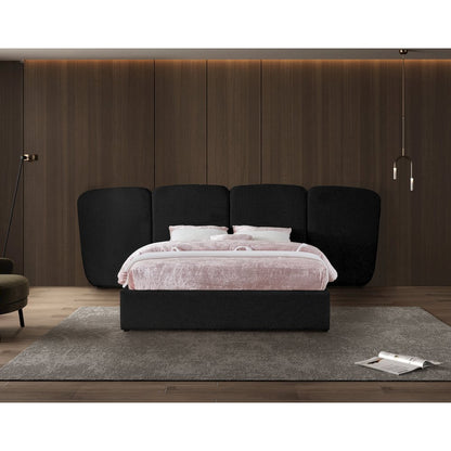 Shiloh Black Boucle Fabric Queen Bed