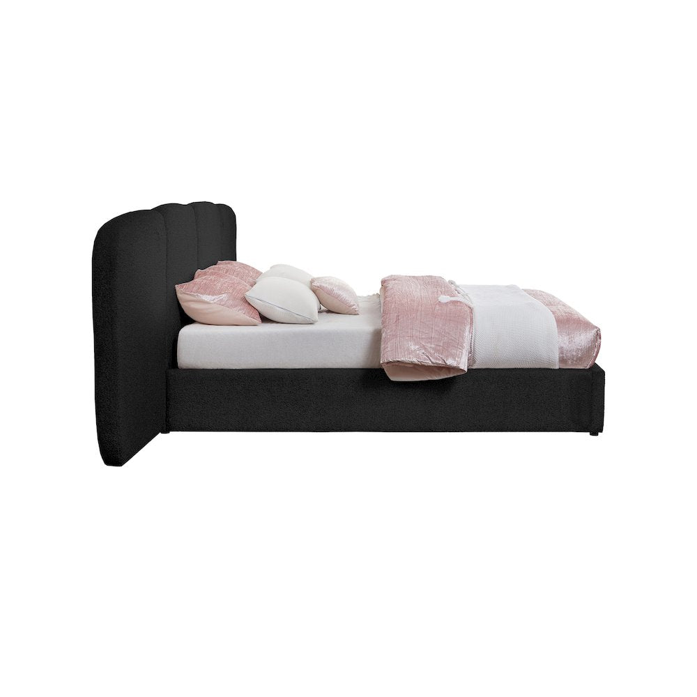 Shiloh Black Boucle Fabric Queen Bed