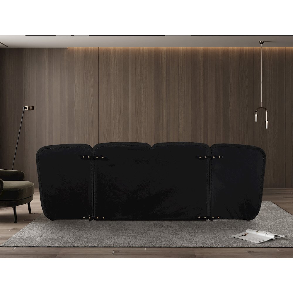Shiloh Black Boucle Fabric Queen Bed