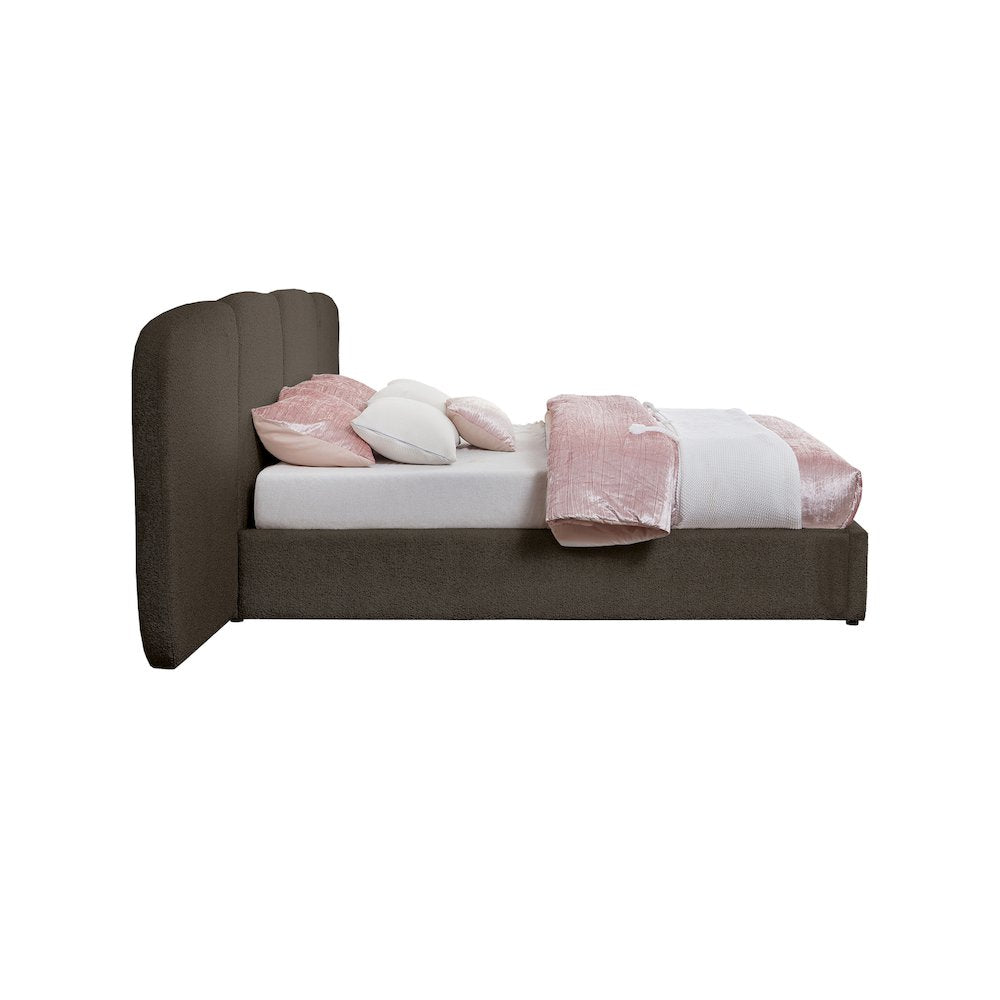 Shiloh Brown Boucle Fabric Queen Bed