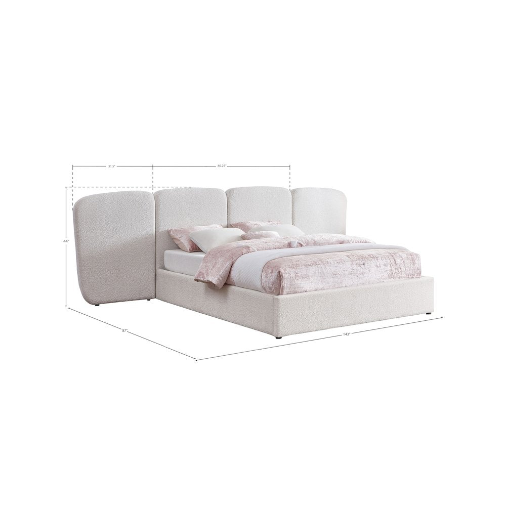 Shiloh Cream Boucle Fabric King Bed
