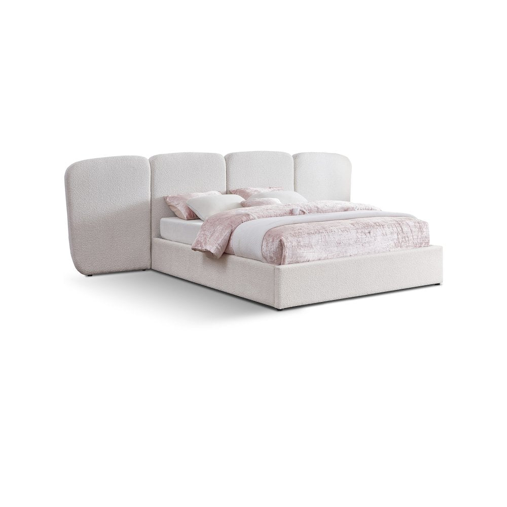 Shiloh Cream Boucle Fabric Queen Bed